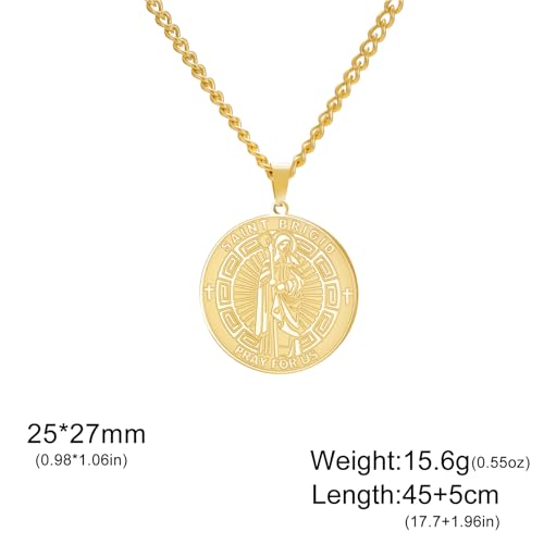 TEAMER Saint Brigid Necklace Traditional Irish Celtic St Brigid Cross Pendant Necklace Amulet Irish Talisman Jewelry For Women Men Gold