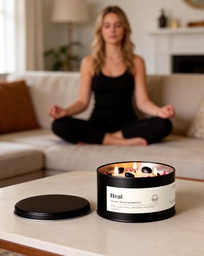 AOOVOO Obsidian Crystal Candle - 12oz Heal Candle for Releasing Negativity