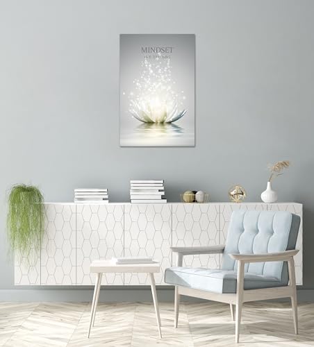 Lotus Flower Wall Art Canvas Mindset Motivational Quotes Poster for Zen Office Wall Decor Spiritual Meditation Prints Artwork Framed (20 x 30inches) 20"L x 30"W mindset lotus 01