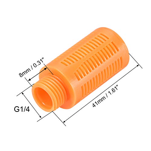 uxcell orange plastic pneumatic muffler, G1/4 air line flow control exhaust fitting, 2-piece set