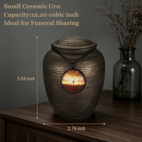 Dletay Small Urns for Human Ashes Gilded Ceramic Cremation Urns for Men Women Funeral Sharing Handcrafted Ashes Keepsake Decorative Memorial Mini Urn for Ashes Pet 3.54Inch Black-Gold