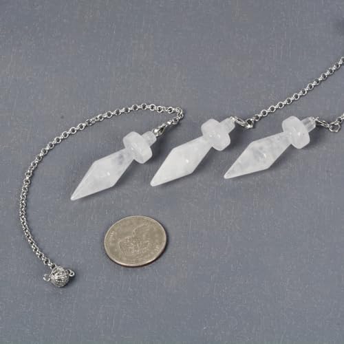 Natural Clear Quartz Dowsing Pendulum 46mm Crystal Healing Chakra Point Bullet Pendulum