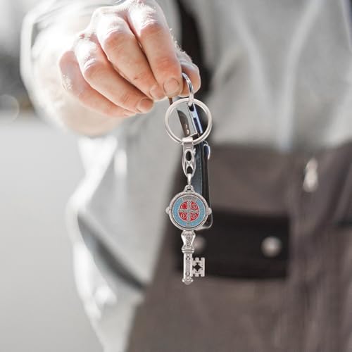 Operitacx 10pcs Key Shaped Saint Benedict Medal Keychain Pendant