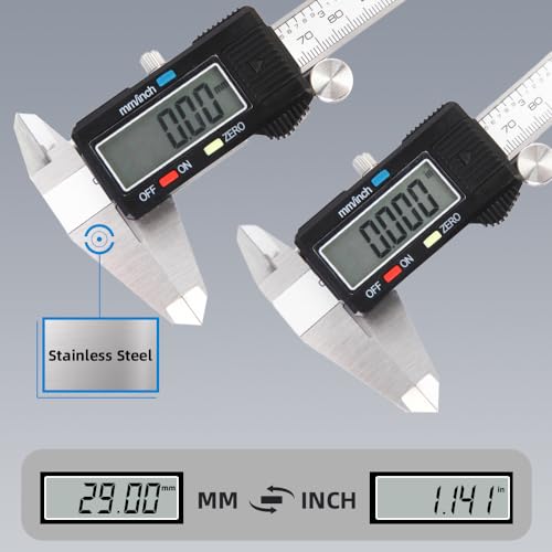 Aurdeayi 6-inch digital caliper with stainless steel jaws, large LCD screen, and inch-millimeter conversion