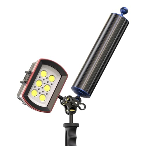 Carbon Fiber Underwater Float Arm with Dual Ball Mounts for Photography and Video, Compatible with Diving Trays, Video Lights, Strobes (Blue, 60mm12') 60mm12' blue