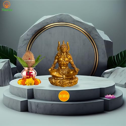 NAISHA Golden Mahayogi Shiva Idol, 3.5 Inch Resin Statue for Pooja Decor
