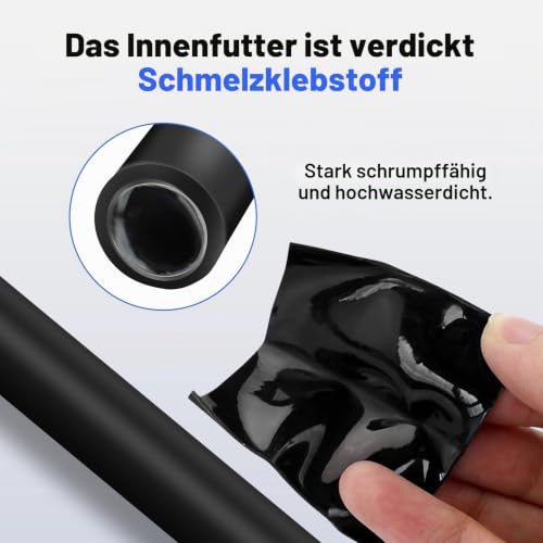 4:1 Heat Shrink Tube, 2 m Length, Black Heat Shrink Tube with Adhesive, Heat Shrink Tube, Waterproof for Cable Insulation, Repairs, Cable Bundling, Marking, Wire Connection (Diameter 24 mm, 2 | Schrumpfschlauch Wasserdicht für Kabelisolierung/ Reparatu...