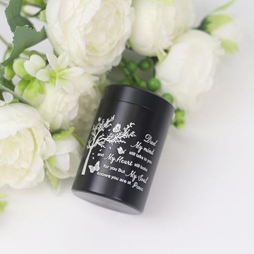 3 Inch Small Urn for Human Ashes Aluminum Mini Cremation Small Keepsake Box for Sharing Ashes Mini Urn-Dad Black-Dad