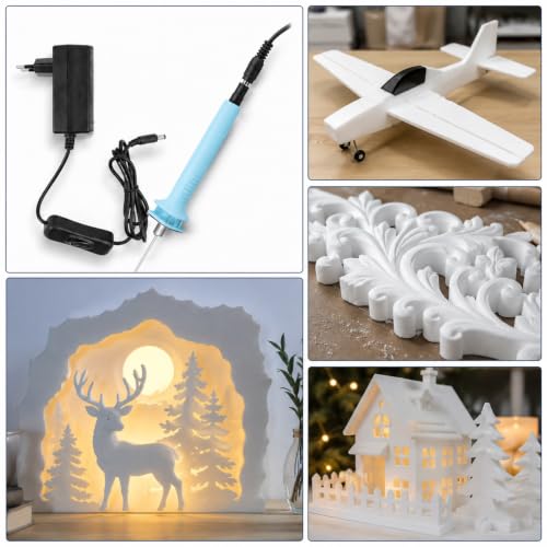 18W 10 cm Electric Styrofoam Cutter, Electric Styrofoam Cutting Tool AC110-240V Foam Cutter Hot Wire Cutter for Cutting Edges, Heat Cutting Engraving Pen EU Plug