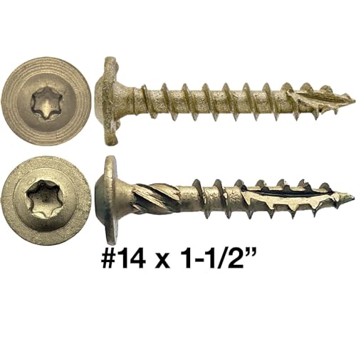 Jake Sales #14 x 1-1/2-inch bronze construction lag screws with Torx drive and modified truss washer head, 100-count box