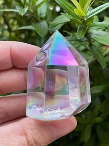 GAF TREASURES Premium Angel Aura Quartz Points, Crystal Plated Angel Aura Obelisk (1-2 oz) 1-2 oz
