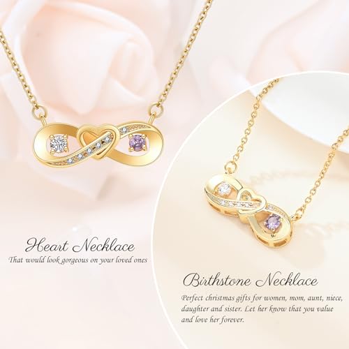 Minicremation Cremation Urn Necklace for Ashes Infinity Heart Symbol Necklace for Women Dainty Forever Love Heart Pendant Birthstone Memorial Jewelry Pendant for Ashes for Women Girls Gold-White