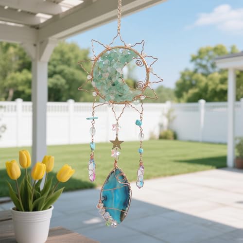 Boho Crystal Sun Catcher Indoor Window Prism Suncatcher Crystals Green