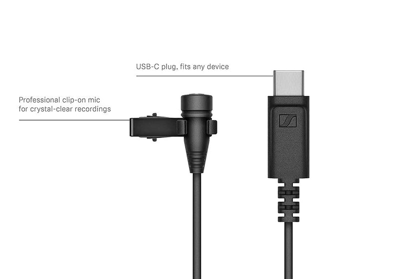 [Australia - AusPower] - Sennheiser Pro Audio Condenser Microphone, XS Lav USB-C (509261),Black 