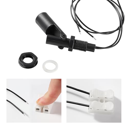 2 x M12 10 W Water Level Sensor, PP Side-Mounted Horizontal Liquid Float Switch, Water Liquid Level Sensors, with Spring Wire Connector, for Tank Pool, Black M12 – Schwarz – 2 Stücke