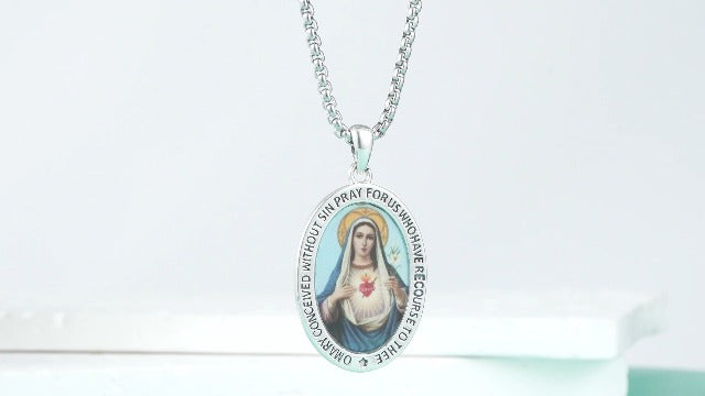 Religious Amulet Necklace 925 Sterling Silver St.Christopher/St.Michael Pendant Necklace Patron Saint Archangel Michael Catholic Jewellery for Men Women C-Silver-St Christopher