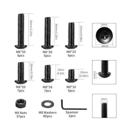 WUJIAQIU M8 hex screws, nuts and bolts assortment kit with 115 pieces