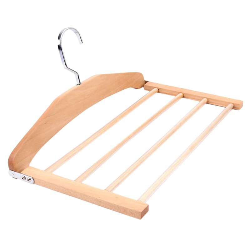 Solid Wood Pants Hanger Multi-Layer Non-Slip Clothes Drying Rack Space Saving Organizer for Home Closet Storage