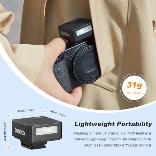 Godox iM20 Mini Flash 5 Power Levels 440 Full-Power IM 20 Built in Battery Black
