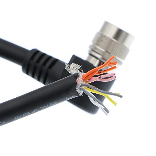 Alvin's Cables 12 Pin Hirose Female Right Angle to Open End Shield Cable for Sony Basler Cameras 3M/9.84ft Right Angle 12 Pin