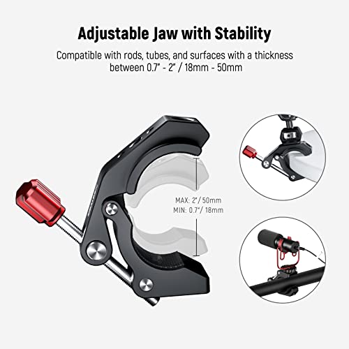 NEEWER Super Clamp with Cold Shoe & 1/4 Inch 3/8 Inch Thread Holes, ST81 Red