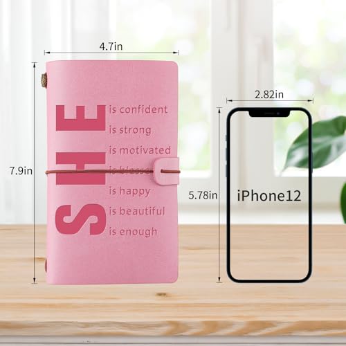 PRSTENLY Gifts for Women, Birthday Gift for Women 140 Pages Leather Journal Pink