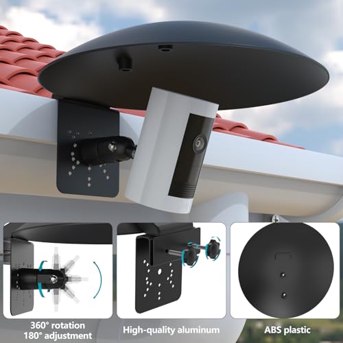 Universal Sun Rain Shade Camera Cover with Gutter Mount for All Outdoor Security Camera with 1/4 Screw, Shield Compatible with R-ing,Blink,Eufy Arlo,Wyze,TP-Link Tapo Camera (Black)