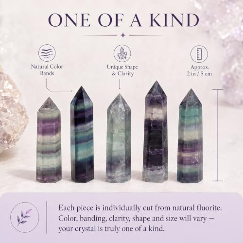 2Pcs Small Natural Rainbow Fluorite Crystal Wand Quartz Point 1.9"