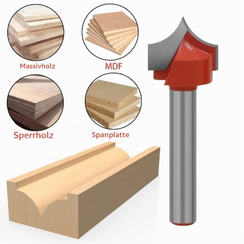 4-Piece Rounding Cutter 6 mm Shank Round Cutter Radius Cutter Set | Wood Router Cutter C3 Carbide Fitted Radius Sizes 3.96/4.76/6.35/7.96 mm 6mm Schaft