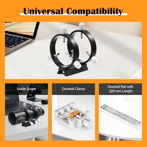 Astromania Adjustable Guide Scope Ring Set with Plate 69 mm Inside Diameter Inside Diameter -69MM