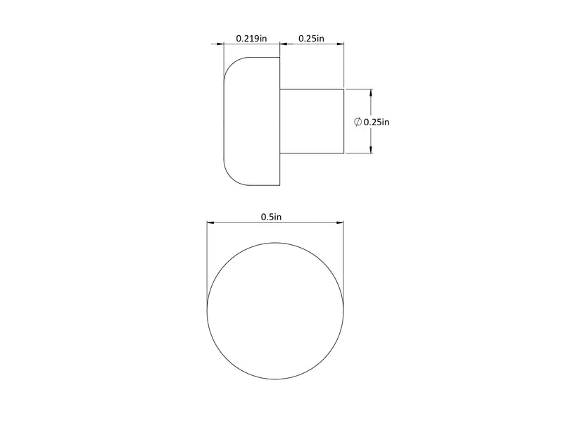 [Australia - AusPower] - Pkg of 8 - Black SBR Rubber PUSH-IN BUMPER - Bumper Diameter - 1/2", Bumper Height - 7/32", Fits Panel Hole Diam 1/4" 