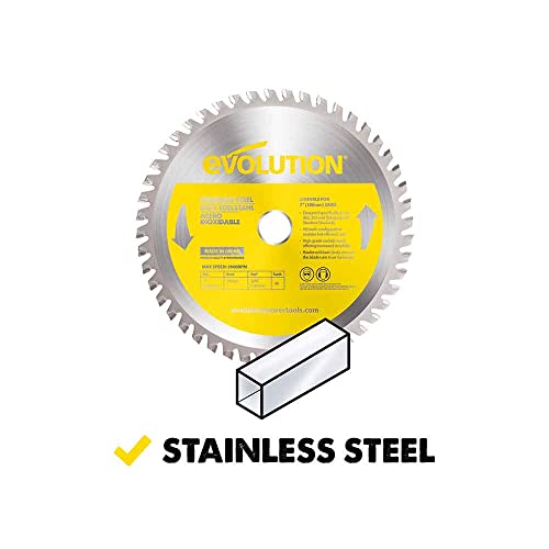 Evolution Power Tools 230TCT-60CS Circular Saw Blade (AKA Chop Saw Blade) For Cutting Stainless Steel - Carbide Tipped Metal Saw Blade Produces Virtually No Heat, Burrs or Sparks, 230 mm Chop/Circular Saw Blade