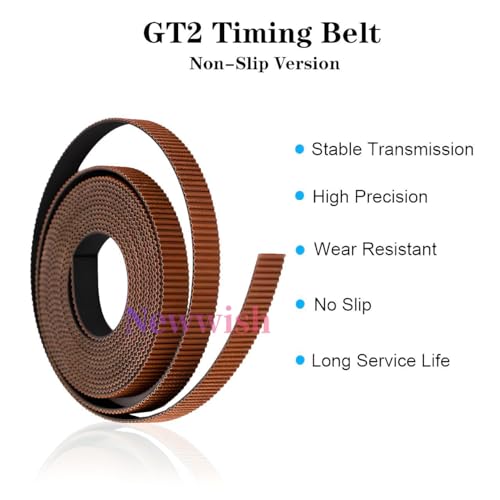 GT2 Timing Belt 10mm Width,Pitch 2mm,3D Printer Open GT2 Timing Belt 10mm,Upgraded Fiberglass Reinforced,Non-Slip Wear Resistant,Nylon Tooth Surface.(5 Meters) GT2 Belt 10mm Width 5 Meters