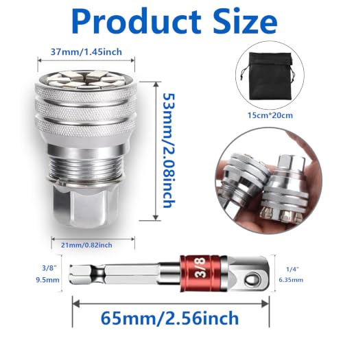 Generic universal socket wrench 3/8-inch drive adapter, adjustable 10–19mm, 2-pack for drills and impact drivers