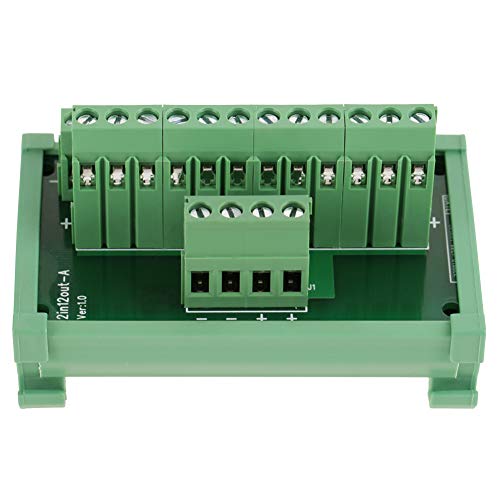 FTVOGUE DIN Rail Power Distribution Module, 12-Pin 80 x 50 mm | Double Copper, Screw Terminals, Fiberglass, for Industrial Electronics and Automation