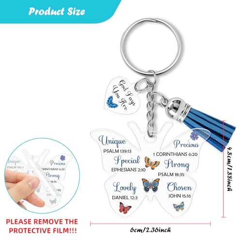 Christian Keyring Gift Inspirational Gifts for Women Men Daughter Son Friends Religious Bible Verse Scripture Acrylic Keychain Faith Baptism Easter Christmas Graduation Gift Religious Jewelry