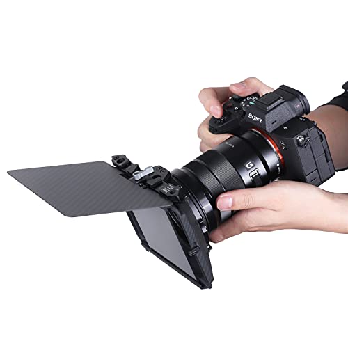 Foto4easy Lightweight Mini Matte Box with Carbon Fiber Top Flag for DSLR Mirrorless Cameras,Compatible with 52mm/55mm/58mm/62mm/67mm/72mm/77mm/82mm Lens