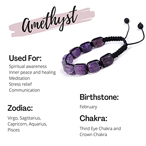 Genuine 7 Chakra Adjustable Bracelets Crystal Healing Stones Bracelets Supernatural Reiki Natural Stones Bead Bracelets for Women Men Amethyst