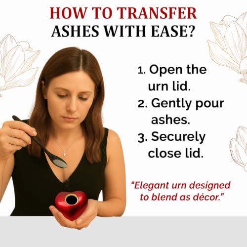 Small Urns for Human Ashes - Red Heart Urn with Stand Small