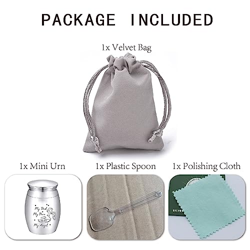 CREATCABIN Mini Cremation Urn Small Keepsake Urns Ashes Alloy Kit My Dad Hero Angel Metal Sharing Urn Memorials Miniatur Container Remains for Female Male Human Pets Angel & Fairy 1.6x1.2 Inch(Silver) Silver-Angel&Fairy