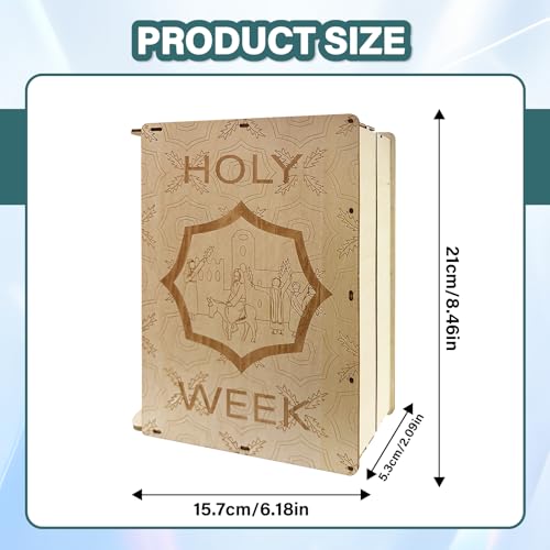 Gonggi Easter Holy Week Book, Wooden Easters Resurrection Scene Set, DIY Teaching Aid Christ Centered Keepsake Gift Handmade Family Home Decoration for Week Desktop Ornament