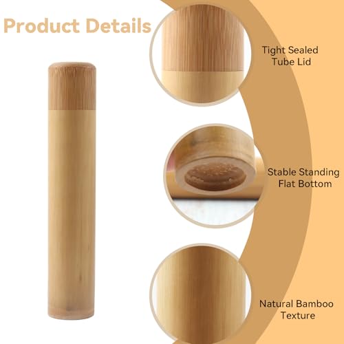 Klmnop 4 PCS Scattering Urns for Human Ashes Adult, 7.48''x 1.42'' Small Scattering Tubes with Black Velvet Bag, Biodegradable Urns for Male Women Pet(Natural) Bamboo-S