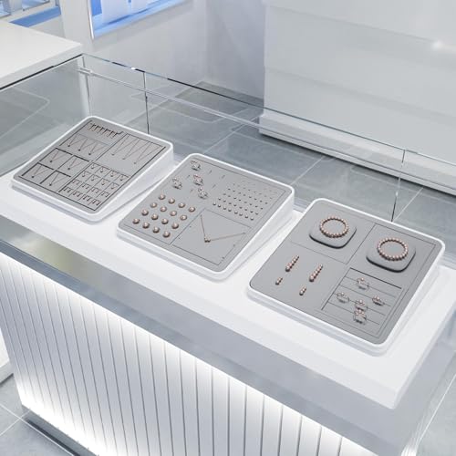 Oirlv microfiber jewelry necklace display tray in grey, designed for organizing and showcasing necklaces effectively.