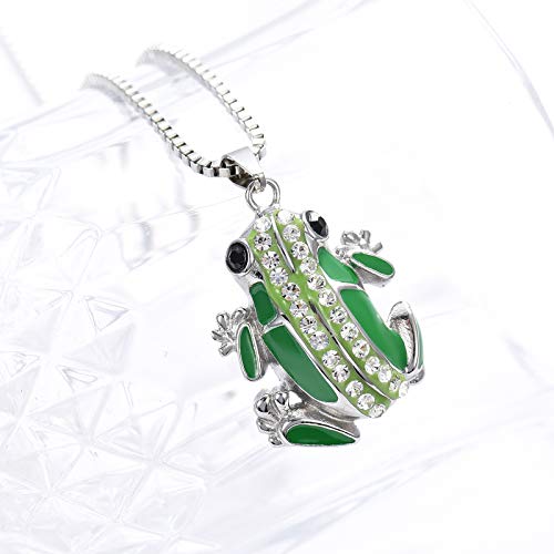 XSMZB Cute Frog Cremation Jewelry for Ashes Frog Shape Urn Necklace for Ashes for Pet/Human Ashes Keepsake Pendant of Loved One Green