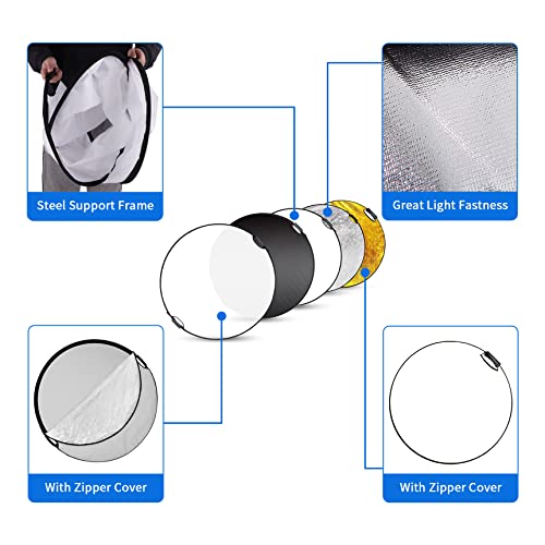 Selens 32 in Reflector Photography, Collapsible Light Reflector 32 Inch