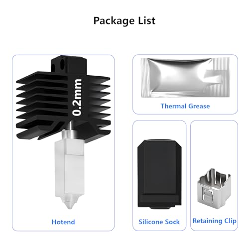 P1P P1S 0.2mm Hardened Steel Hotend, All-Metal Integerted Desige Hot End 320℃ High Temperature Print Head Nozzle Replacement for Bambu Lab X1/X1C/P1S /P1P 3D Printer