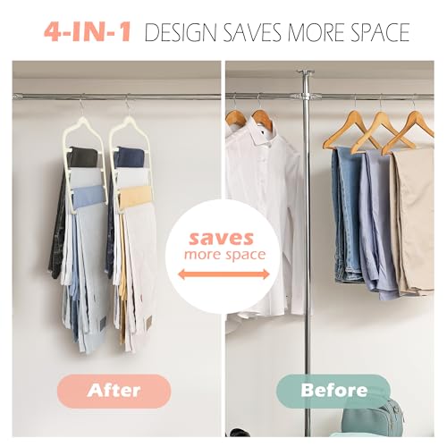 Velvet Pant Clothes Hanger Space Saving Non Slip Hanger Jean Slack Hangers Beige 5