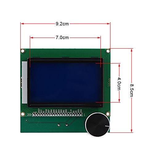 Replacement 3D Printer Screen, LCD Display Screen With 2 Cables For CR-10S 3D Printer, 9.2x8.5CM Display Mainboard With White Characters / Blue Backlit (Green)