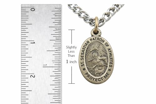 Westmon Works St Sebastian Soccer Medal Set with Pewter Pendant Medallion on a Stainless Steel Chain Prayer Card Boxed