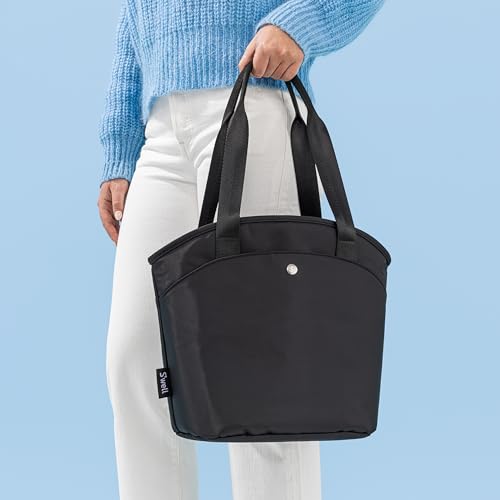 S'well Insulated Lunch Tote 10L, Onyx, Leakproof Lining With Waterproof Zip Closure, Multiple Pockets For Packing, Inner Strap Holds Water Bottle, Fits S'well Salad Bowl Kit Or Bento Box